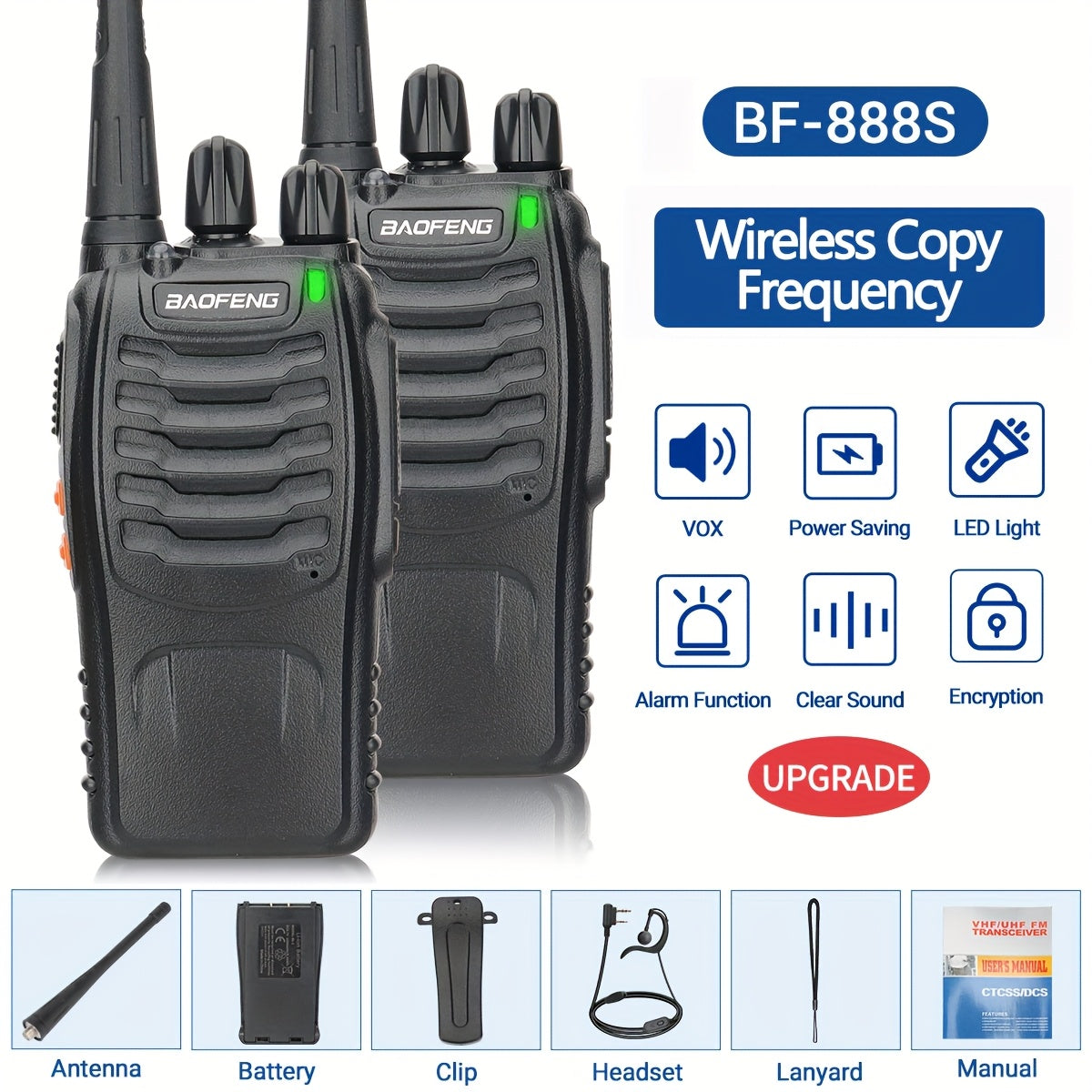 Long Range Walkie Talkies for Adults, Rechargeable 2-Way Radios with Earpieces