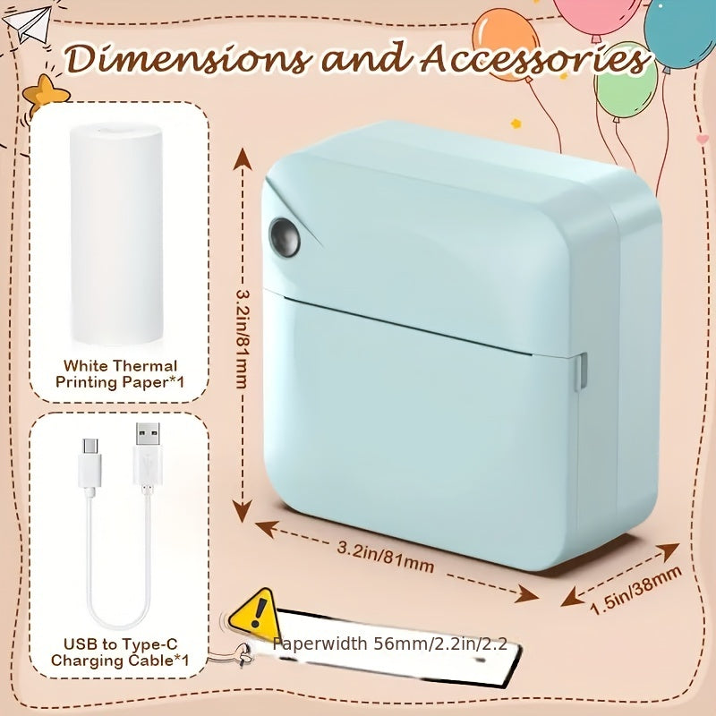 Pocket Thermal Sticker Printer – Inkless Mini Bluetooth Printer with Paper Roll