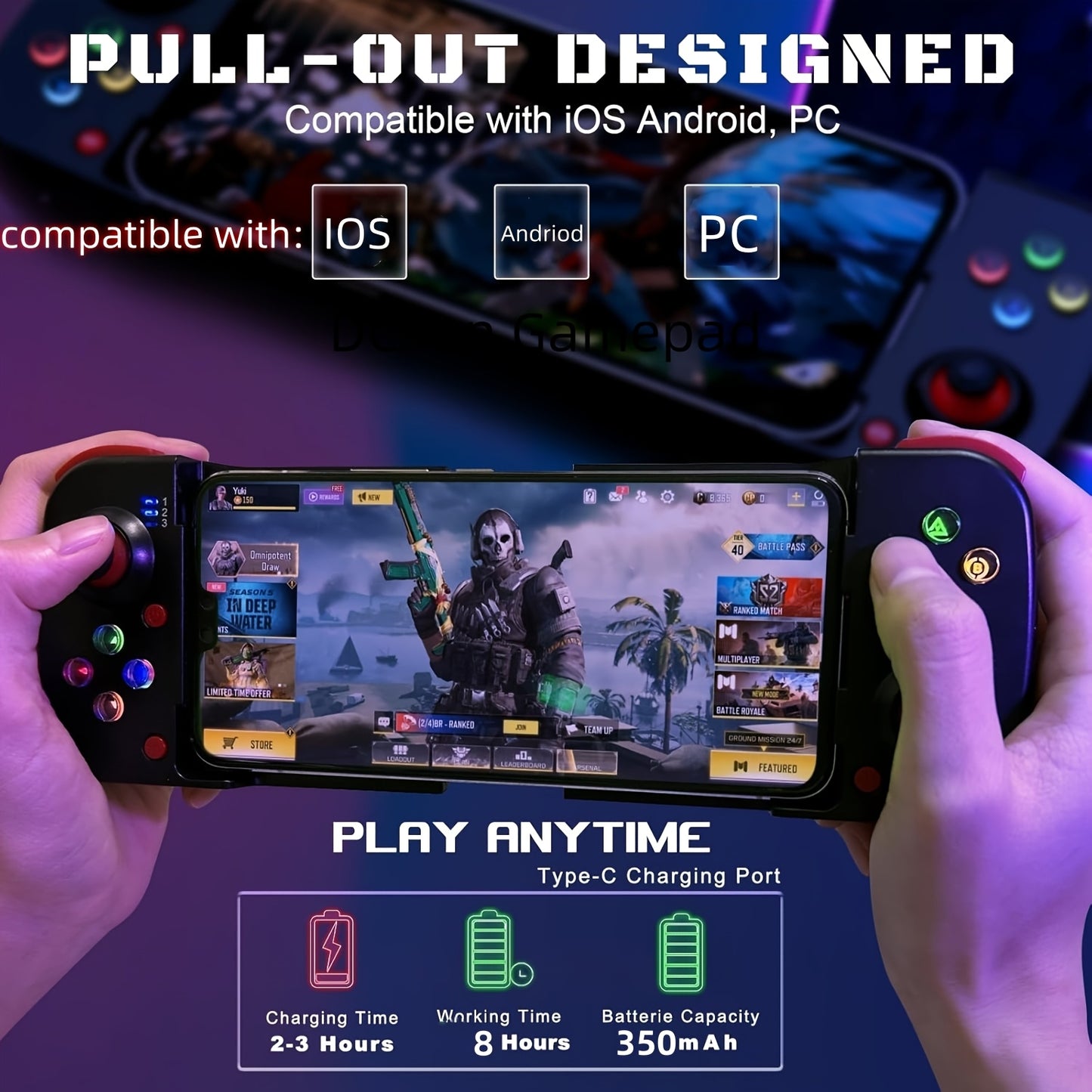 Pro Wireless Mobile Gamepad for iPhone, Android, PC & Steam Deck Moktan Sabai
