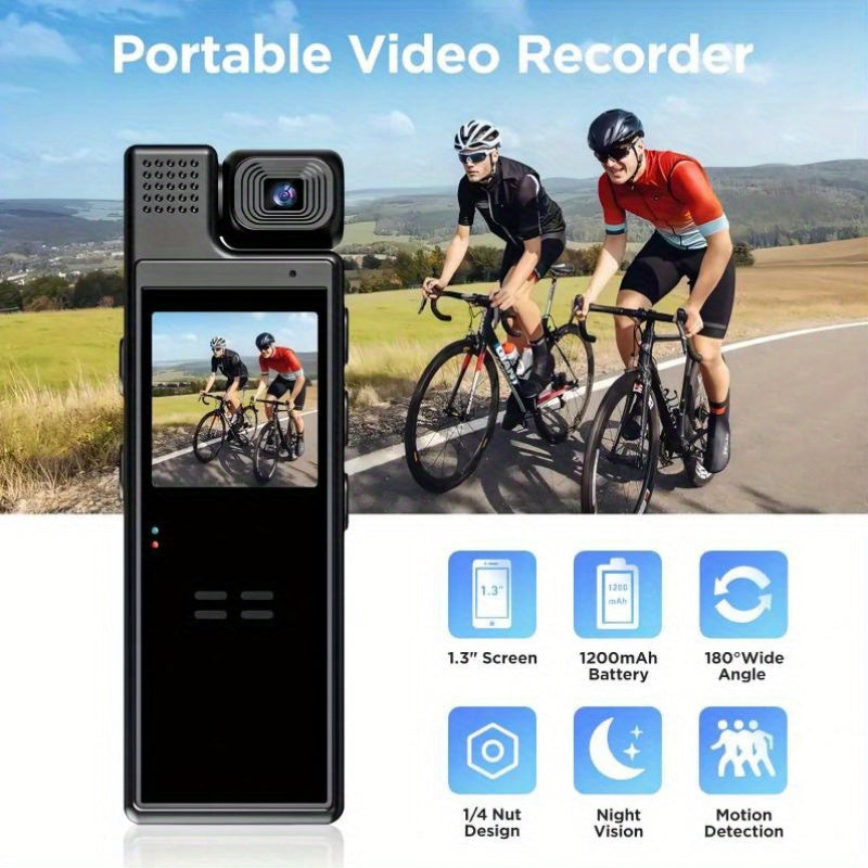 Smart 1080P HD Body Camera – Rotatable Lens, USB Rechargeable Pocket Camcorder