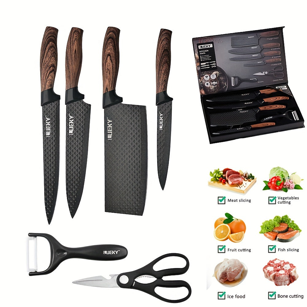 6-Piece Professional Kitchen Knife Set – Chef’s Knives with Wooden Handles & Gift Box