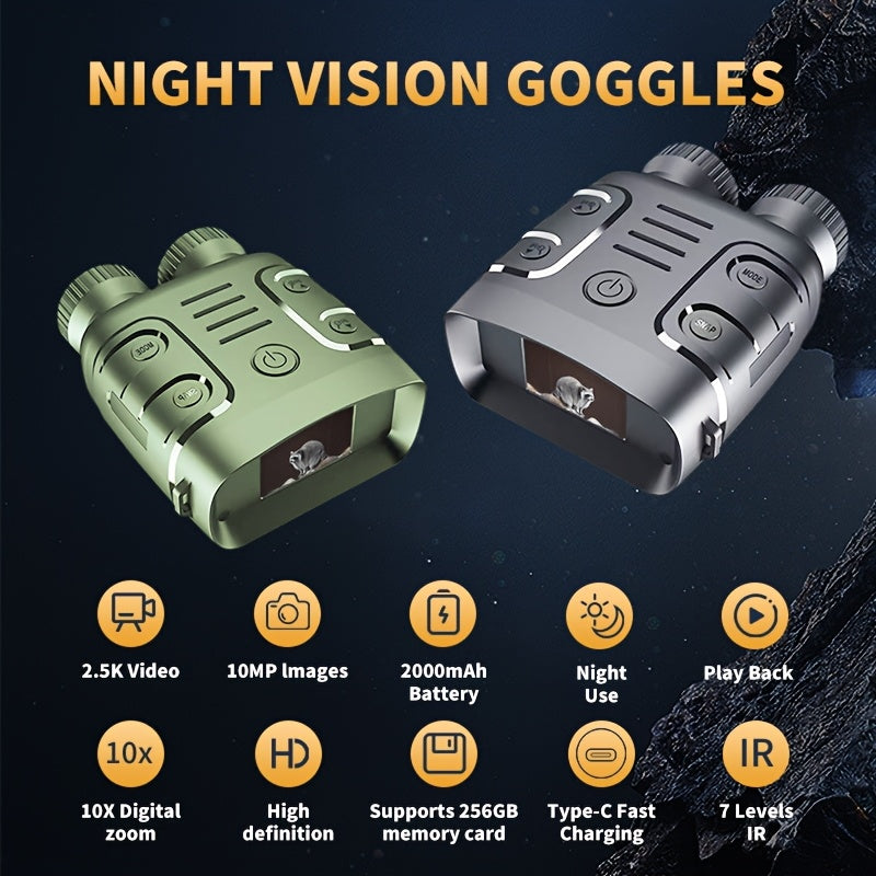 2.5K Night Vision Binoculars with Zoom & Recording, 800m Infrared Goggles Outdoor