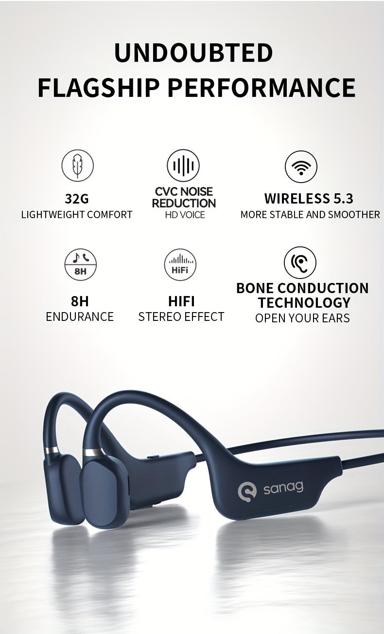Bone Conduction Headphones, Open-Ear Wireless Headset for Sports, Running, Gym