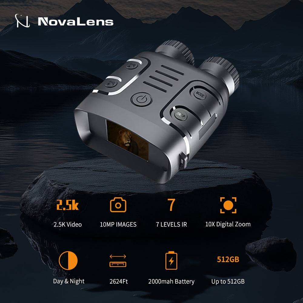 2.5K Night Vision Binoculars with Zoom & Recording, 800m Infrared Goggles Outdoor