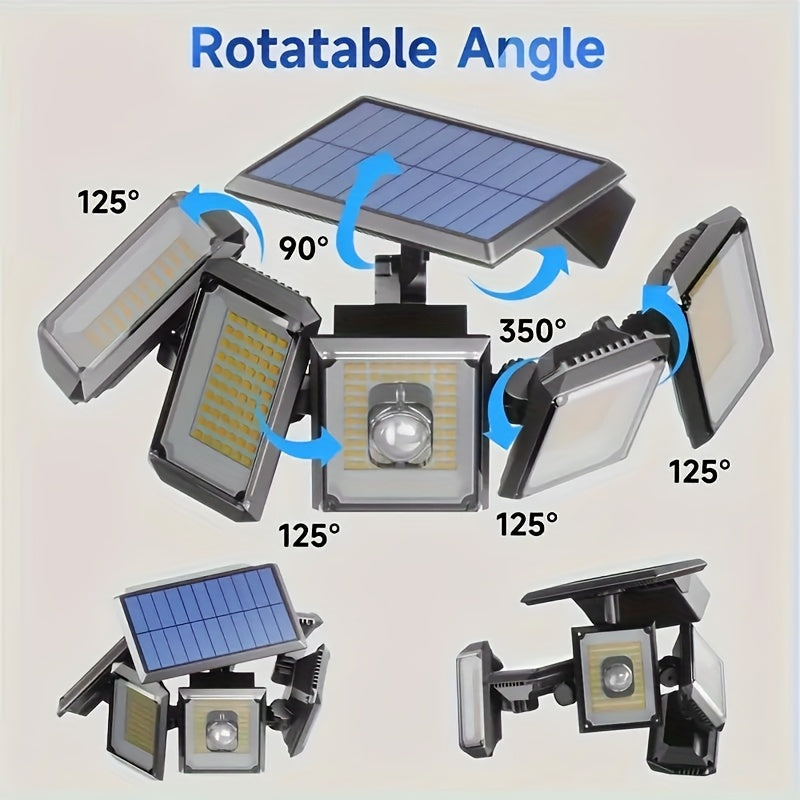 Solar Motion Sensor Flood Light – 300 LED, 5-Head, 7000K, Remote, Outdoor Use