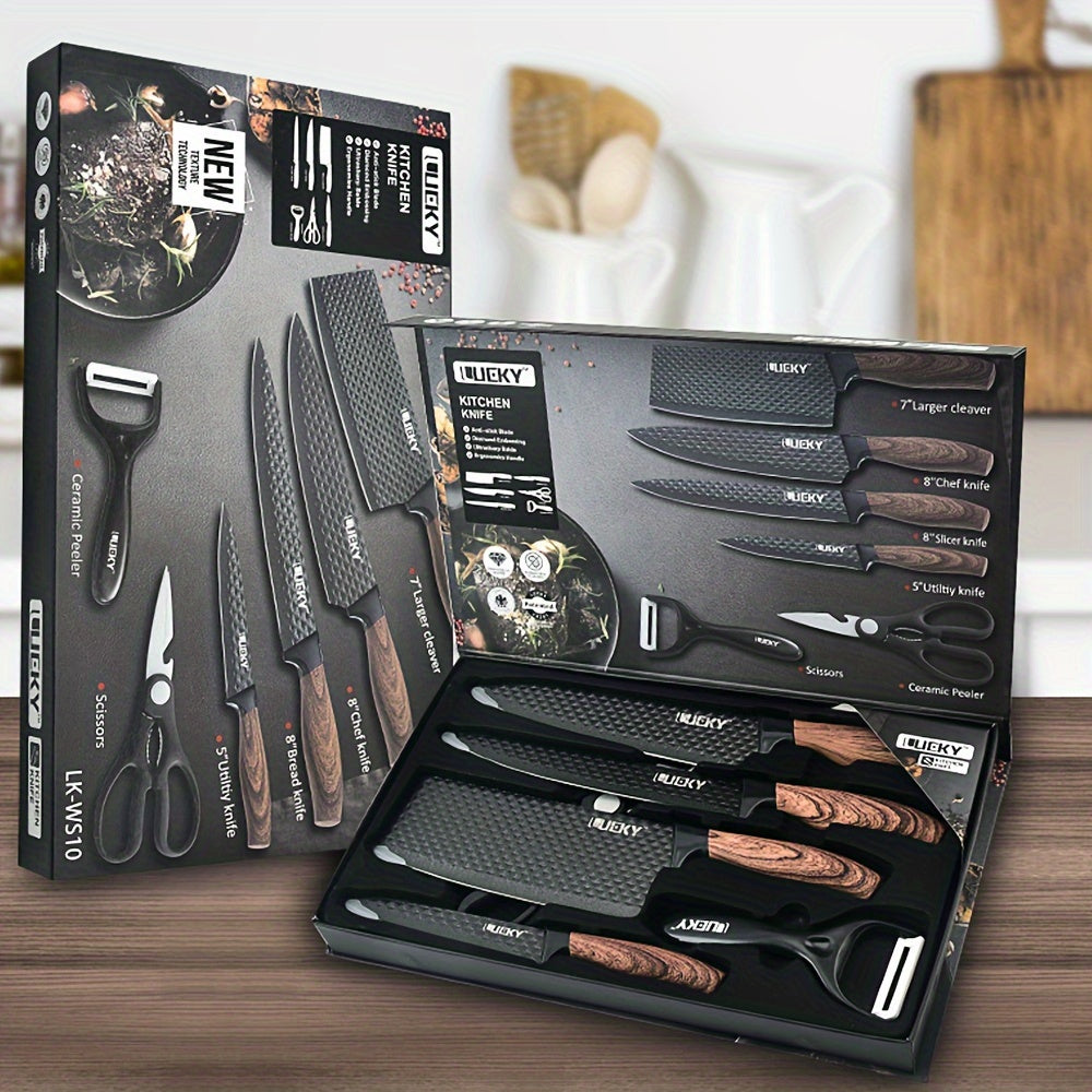 6-Piece Professional Kitchen Knife Set – Chef’s Knives with Wooden Handles & Gift Box