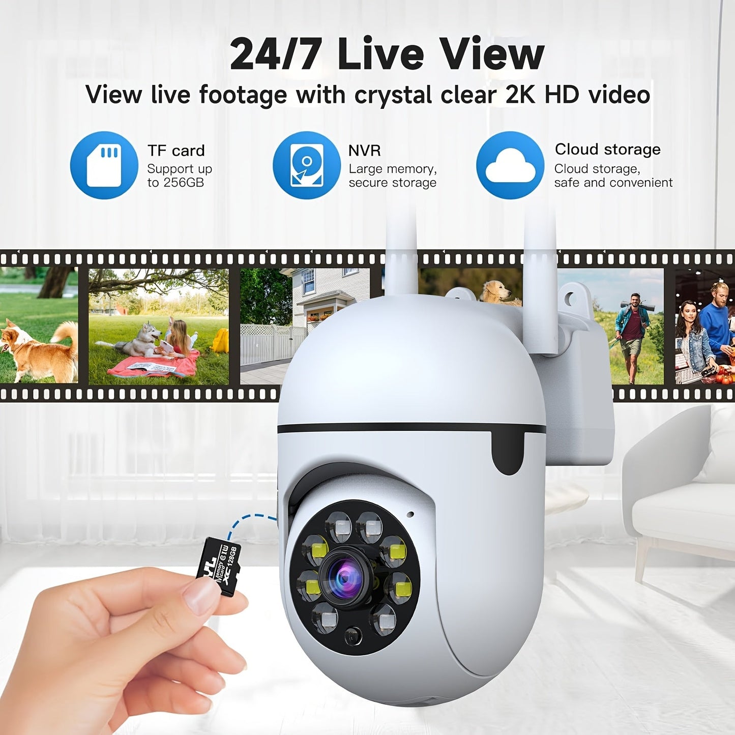 Wifi Security Cameras 4PCS 2K HD, Dual-Band, Night Vision, 2-Way Audio