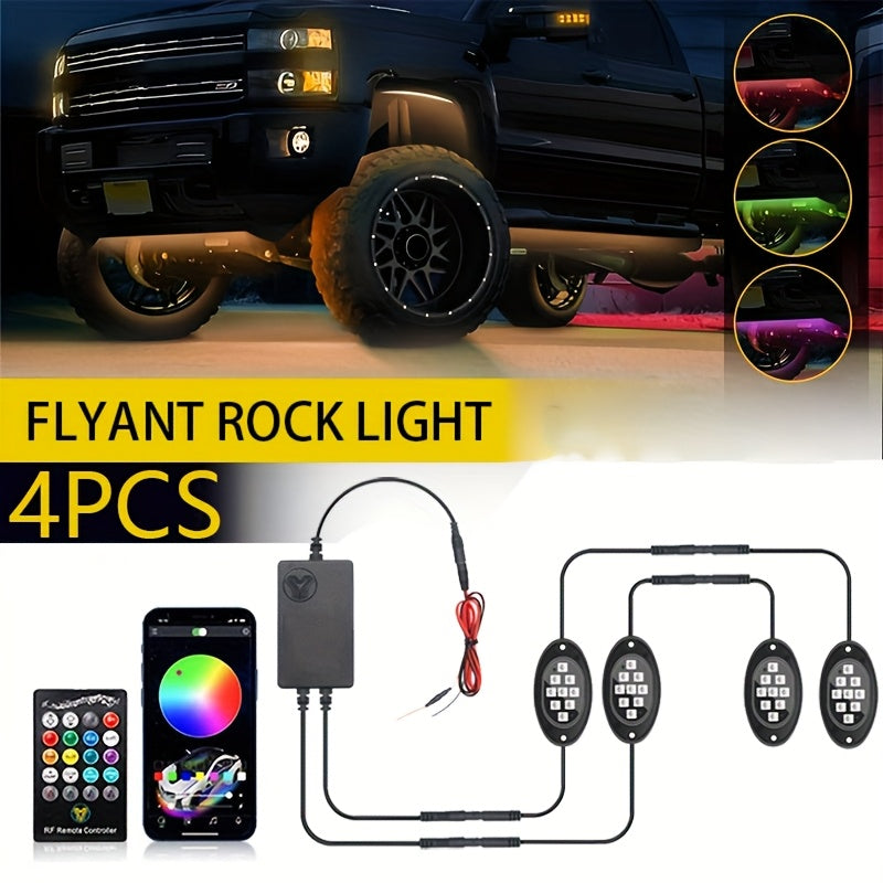 Truck Rock Lights RGB LED Kit – Dual Control Neon Underglow for Off-Road SUV/ATV