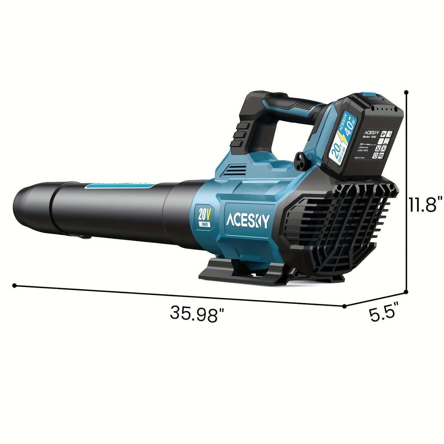Powerful Cordless Leaf Blower 580CFM 2x4.0Ah Battery, 3-Speed, Lightweight