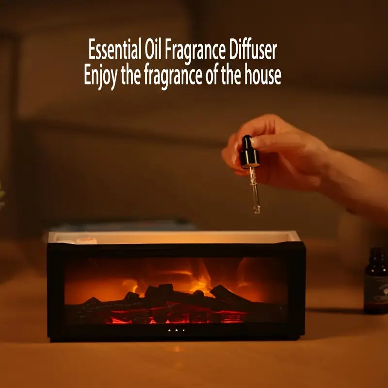 USB-Powered Fireplace Air Freshener with LED Flame Effect for Home & Office