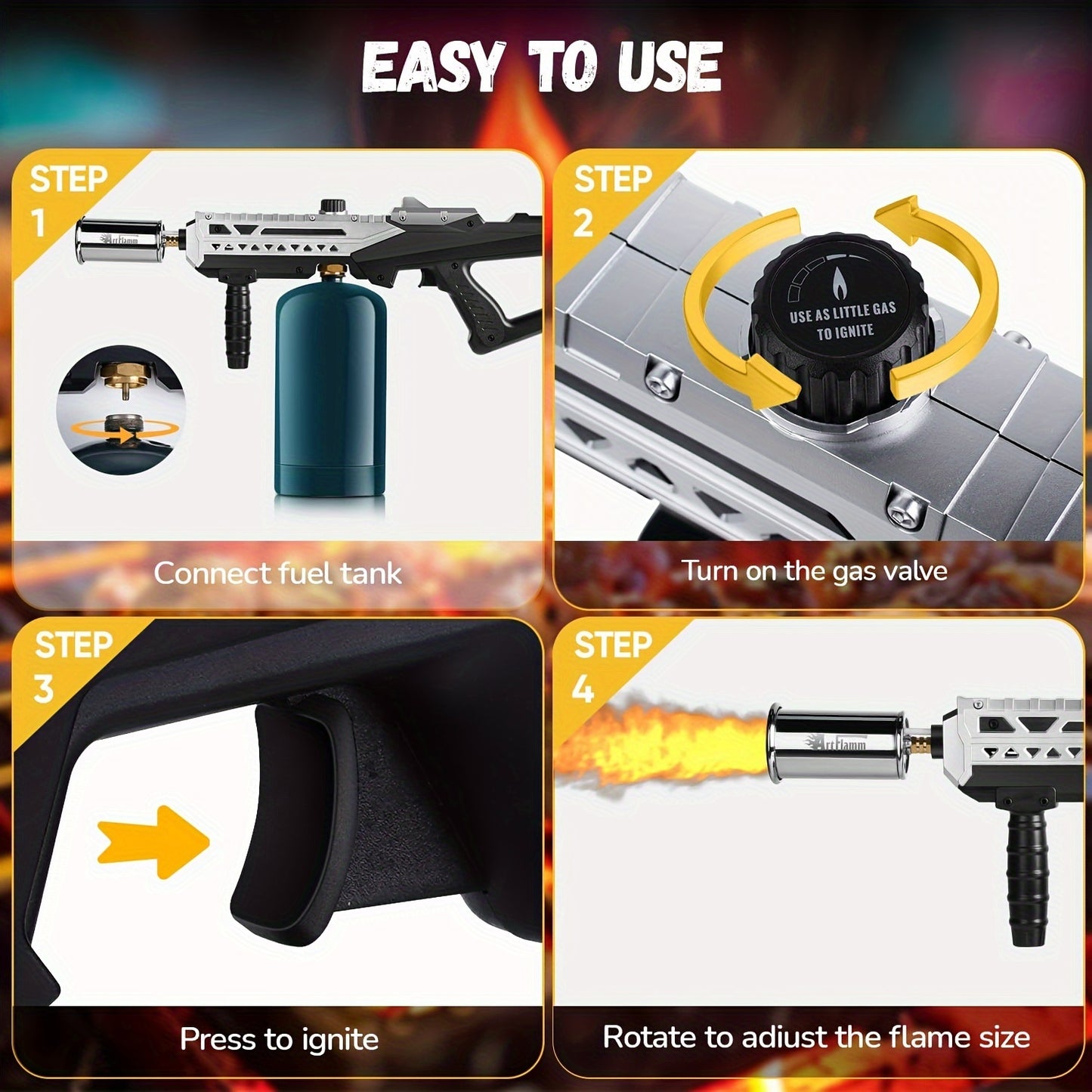 Heavy-Duty Adjustable Flame Torch for Weeds, Camping & Fire Starting