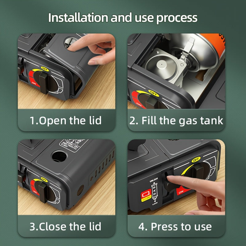 Portable Butane Gas Stove 3500W with Piezo Ignition & Safety Lock for Camping & BBQ