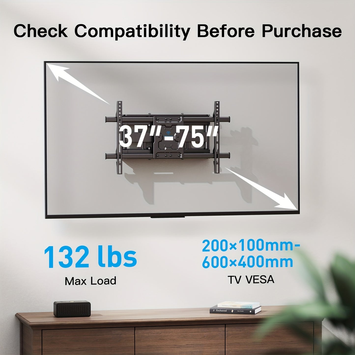 Full Motion TV Wall Mount for 37-75 Inch TVs | Articulating Arms, Swivel & Tilt