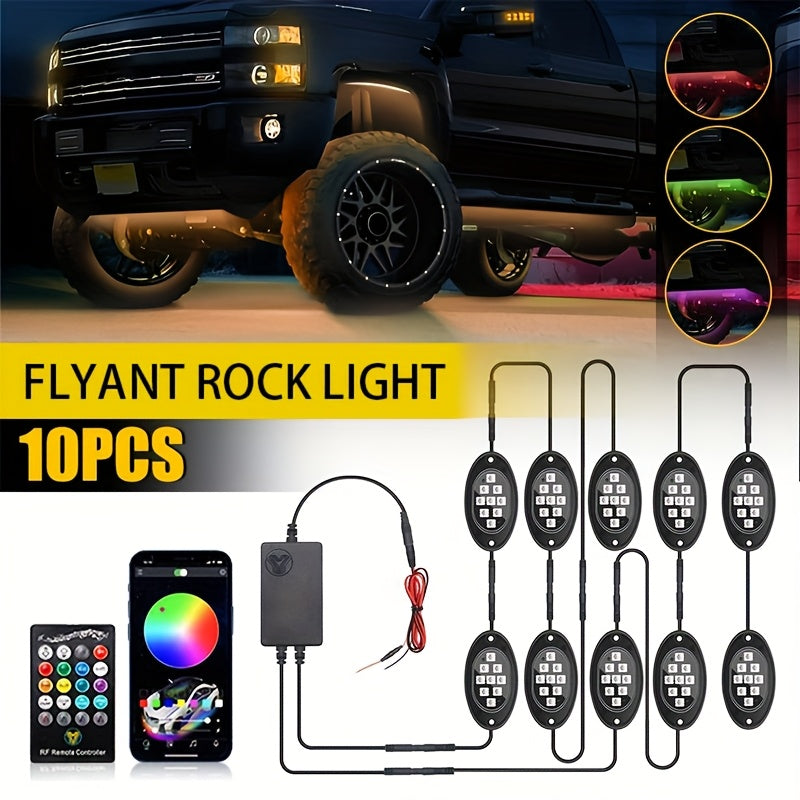 Truck Rock Lights RGB LED Kit – Dual Control Neon Underglow for Off-Road SUV/ATV