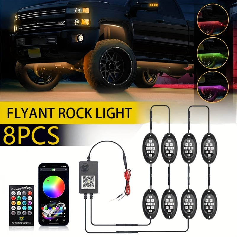 Truck Rock Lights RGB LED Kit – Dual Control Neon Underglow for Off-Road SUV/ATV