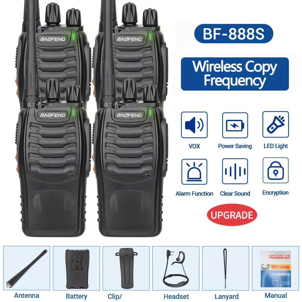 Long Range Walkie Talkies for Adults, Rechargeable 2-Way Radios with Earpieces