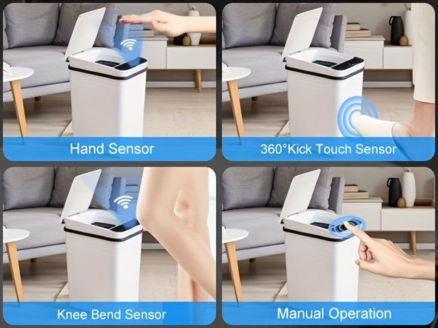 Touchless Bathroom Trash Can with Lid, 2-Pack Smart Sensor Garbage Bin, 2.8 Gal