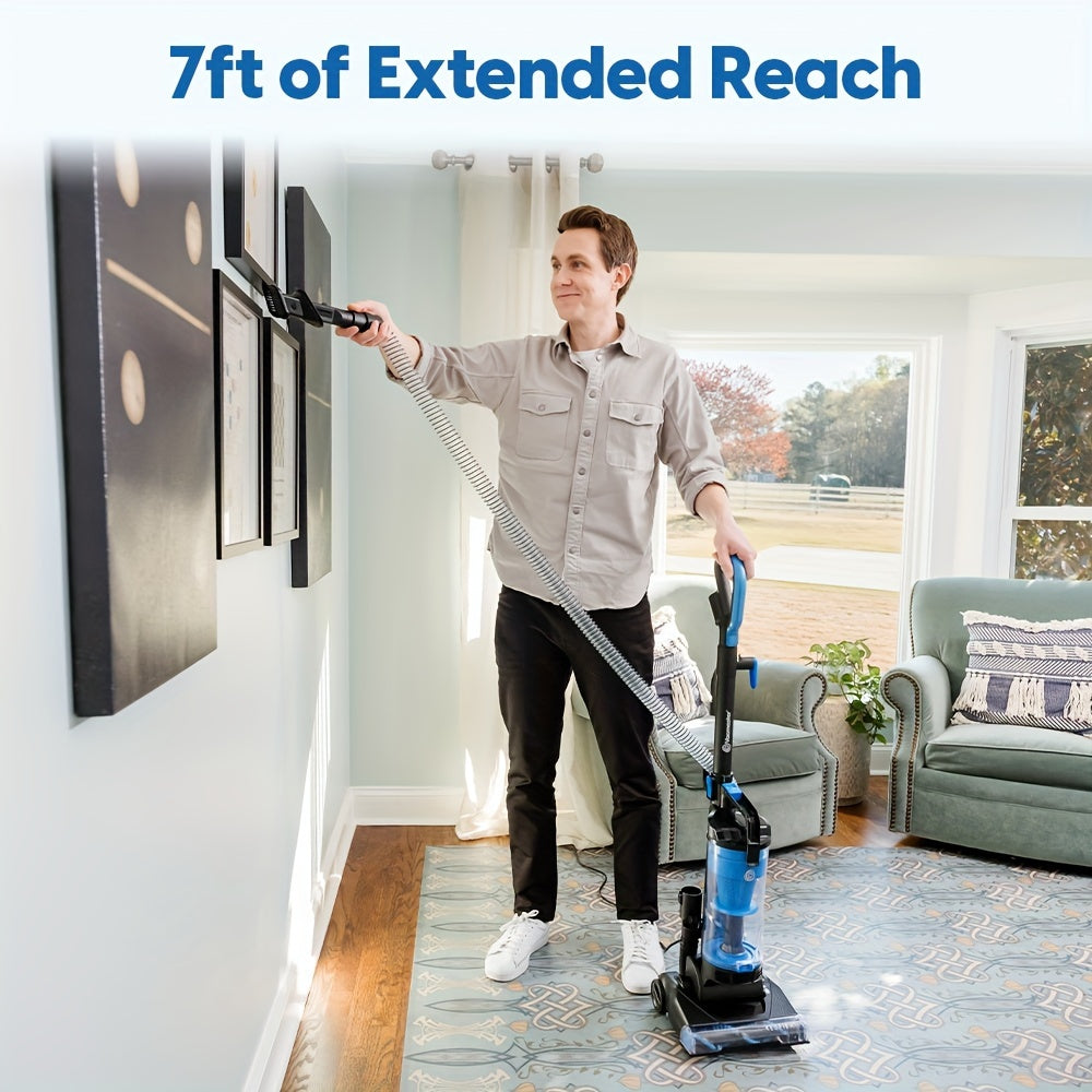 Bagless Upright Vacuum Cleaner for Carpet & Pet Hair, Cyclone Filtration, 17ft