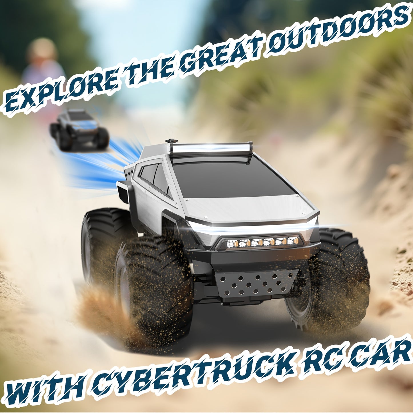 RC Monster Truck 4WD Remote Control Car Off-Road Toy with LED Lights for Kids 6+