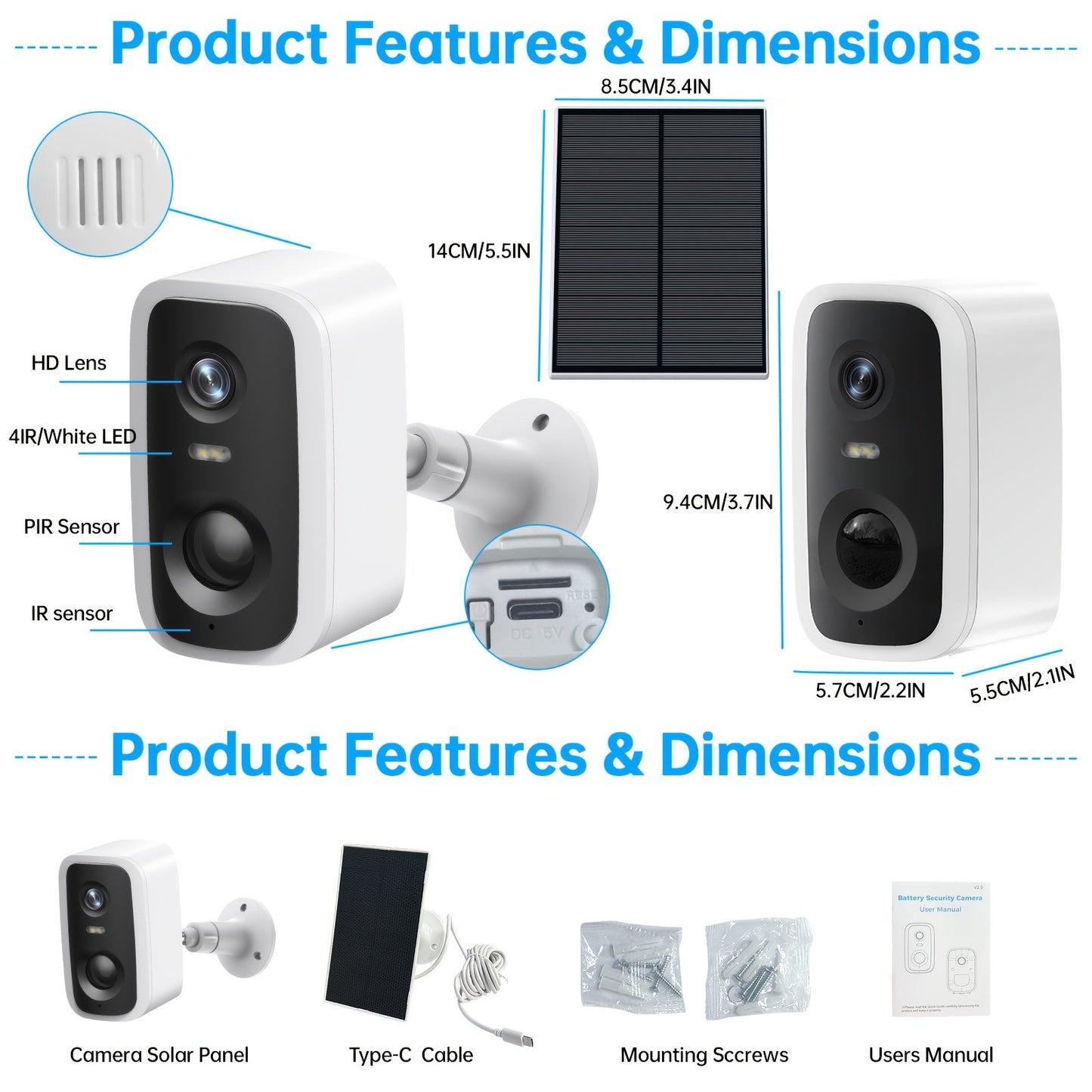 Moktan Sabai - 5MP Solar Security Camera with 360° View & AI Detection