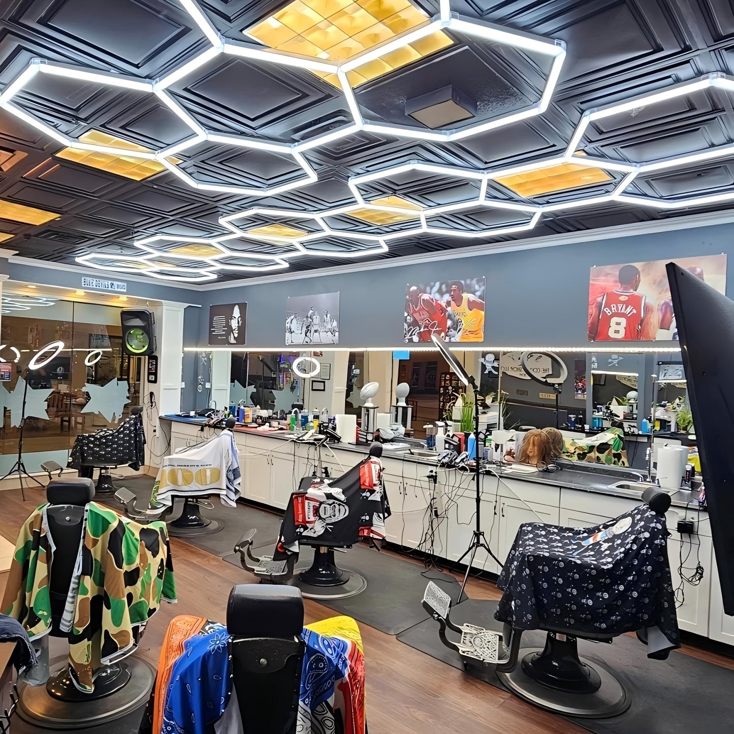 Hexagon LED Garage Lights (24 Pack) | Super Bright Ceiling Light System