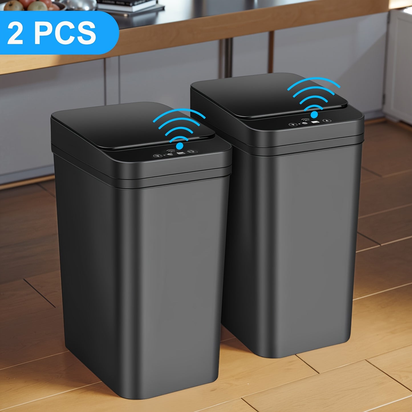 Touchless Bathroom Trash Can with Lid, 2-Pack Smart Sensor Garbage Bin, 2.8 Gal