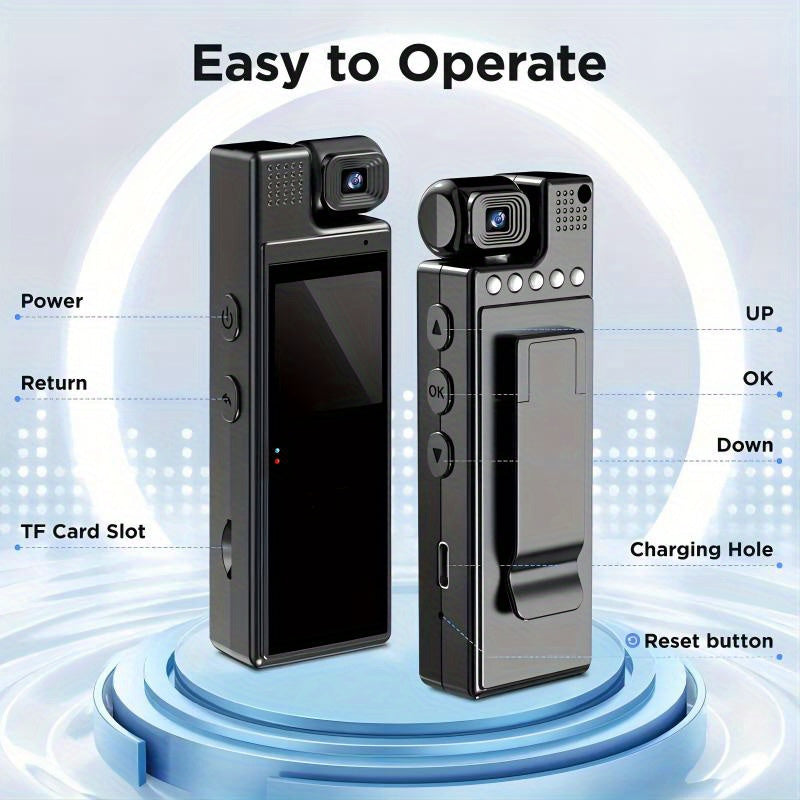 Smart 1080P HD Body Camera – Rotatable Lens, USB Rechargeable Pocket Camcorder