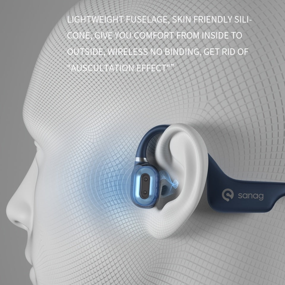 Bone Conduction Headphones, Open-Ear Wireless Headset for Sports, Running, Gym
