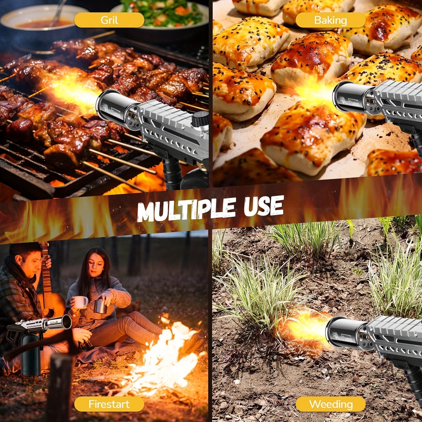 Heavy-Duty Adjustable Flame Torch for Weeds, Camping & Fire Starting