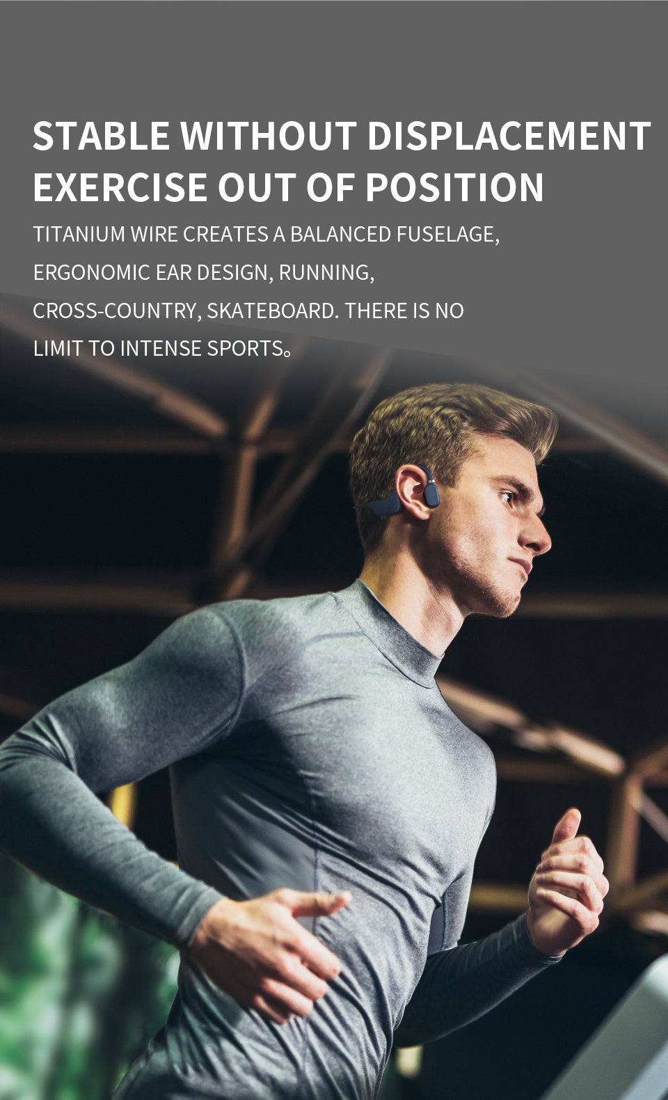 Bone Conduction Headphones, Open-Ear Wireless Headset for Sports, Running, Gym