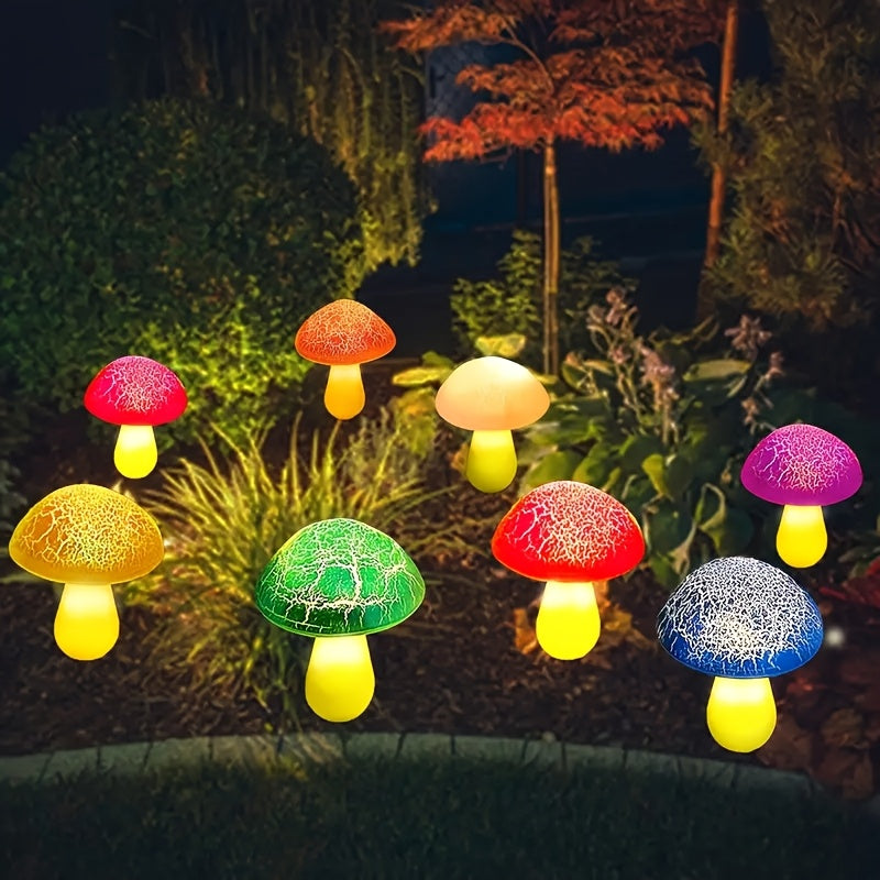Solar Mushroom Garden Lights Outdoor, 8 LED Decorative Landscape Lights IP65 Waterproof