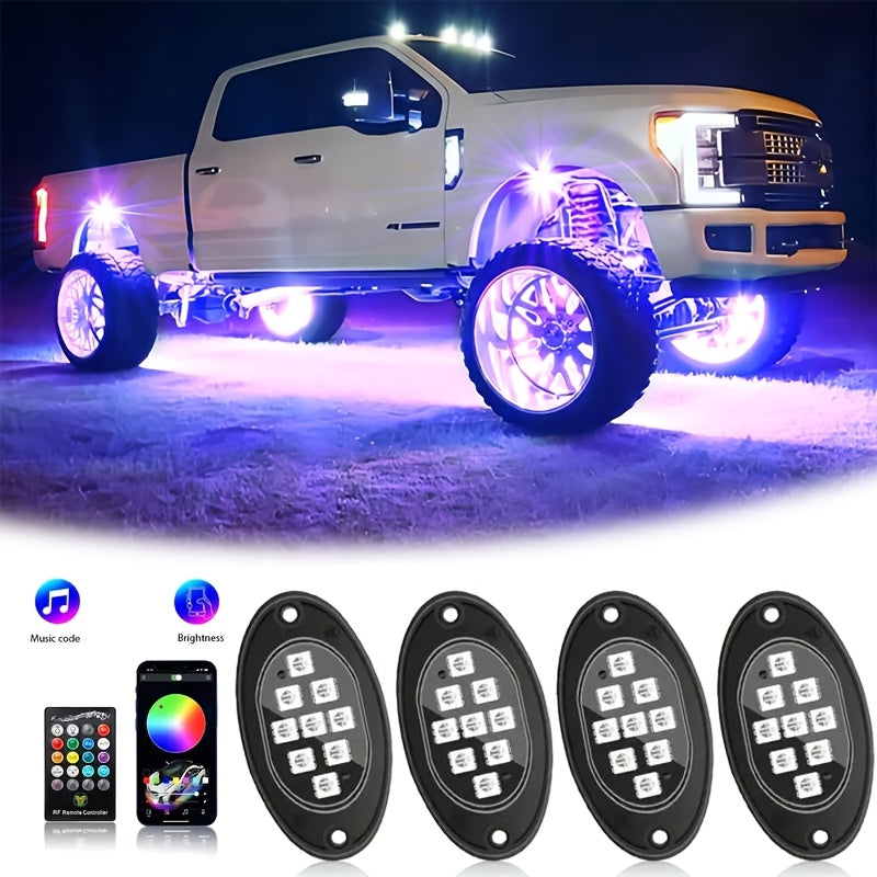 Truck Rock Lights RGB LED Kit – Dual Control Neon Underglow for Off-Road SUV/ATV