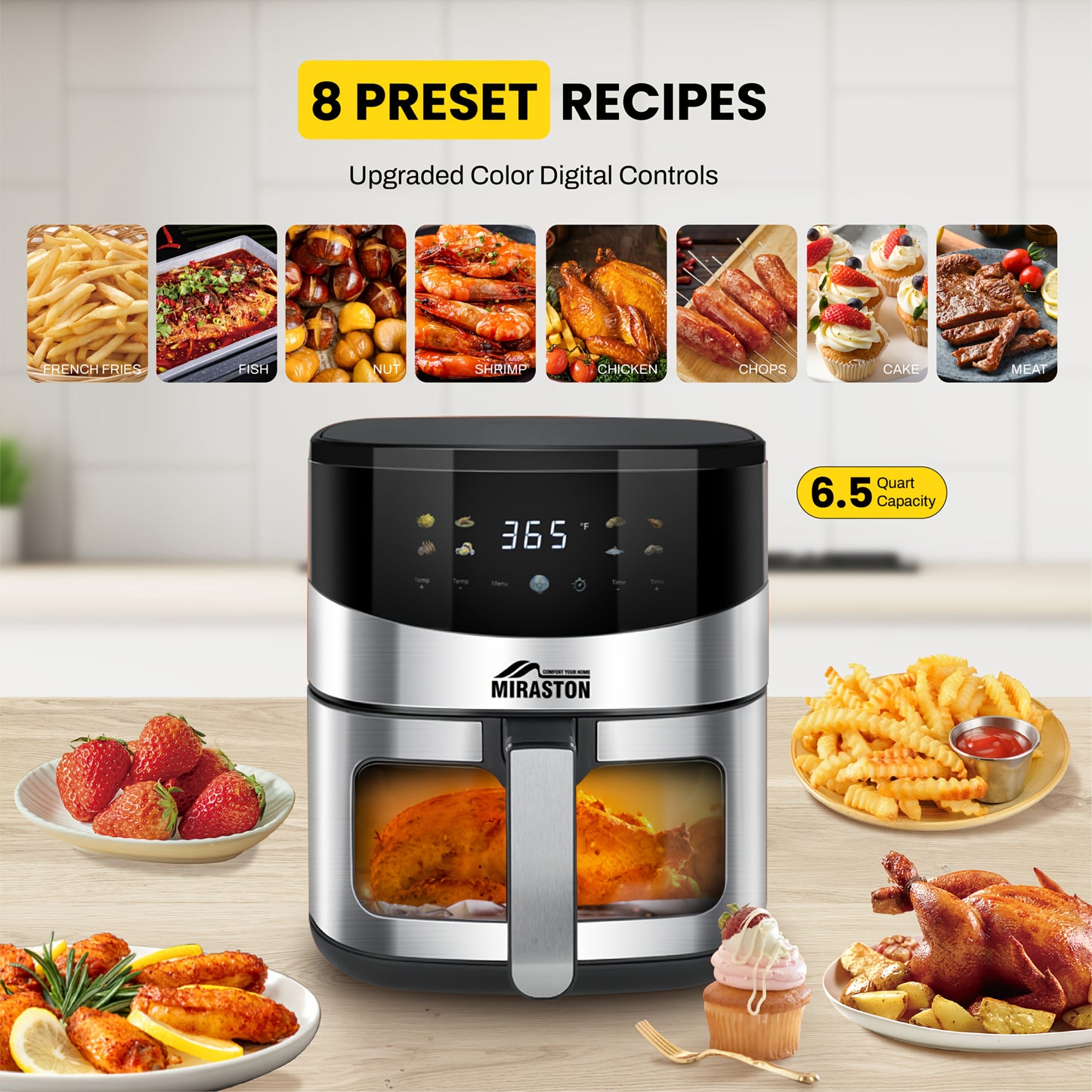 Smart Touch Air Fryer 6.5QT/2.8QT – View Window, 8 Presets, Dishwasher Safe Moktan Sabai