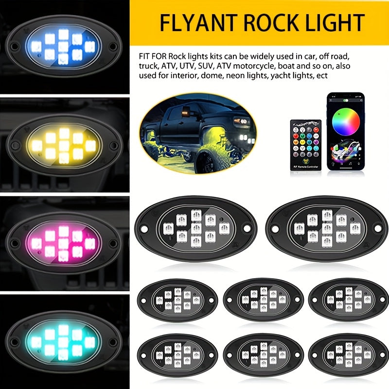 Truck Rock Lights RGB LED Kit – Dual Control Neon Underglow for Off-Road SUV/ATV