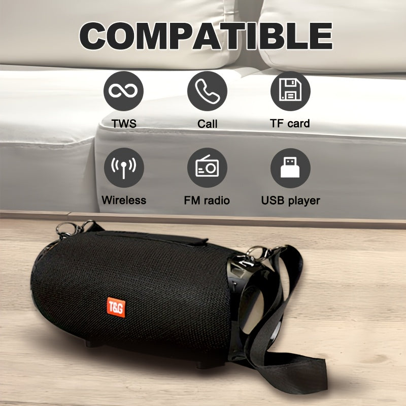 Portable Bluetooth Speaker with TWS Stereo, FM, USB/TF Card, Mic, Hi-Res Audio