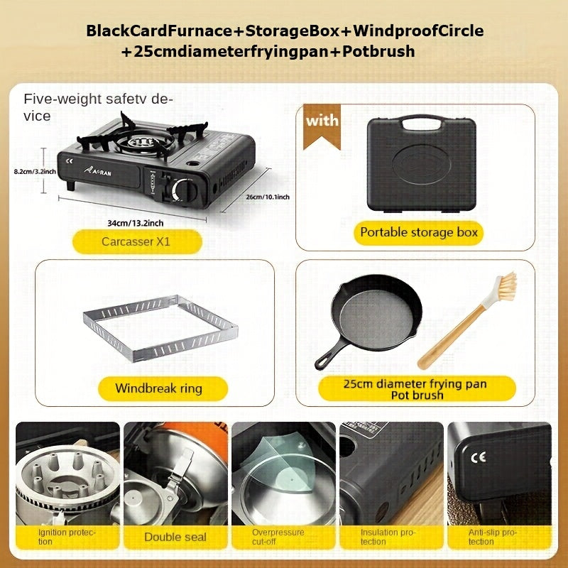 Portable Butane Gas Stove 3500W with Piezo Ignition & Safety Lock for Camping & BBQ