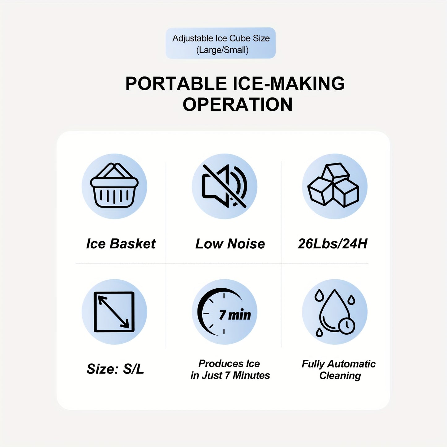 LBC 26lb Countertop Ice Maker with Auto-Clean for Home & Parties
