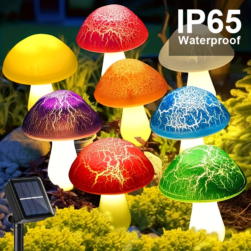 Solar Mushroom Garden Lights Outdoor, 8 LED Decorative Landscape Lights IP65 Waterproof