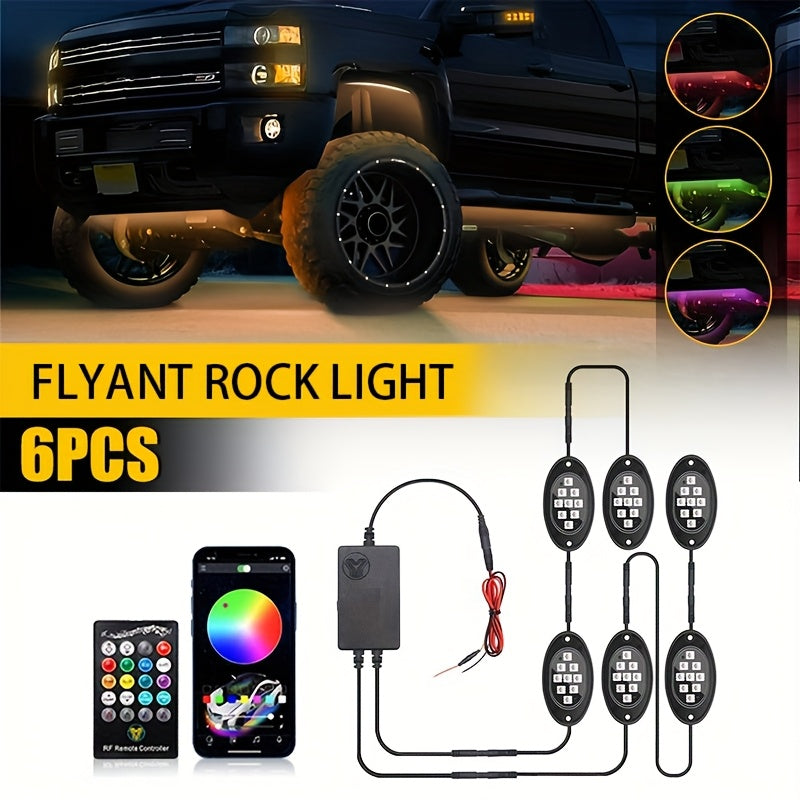Truck Rock Lights RGB LED Kit – Dual Control Neon Underglow for Off-Road SUV/ATV