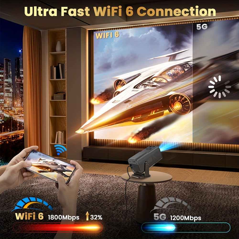 4K Mini Projector with WiFi & Android | Smart Portable Home Theater Projector