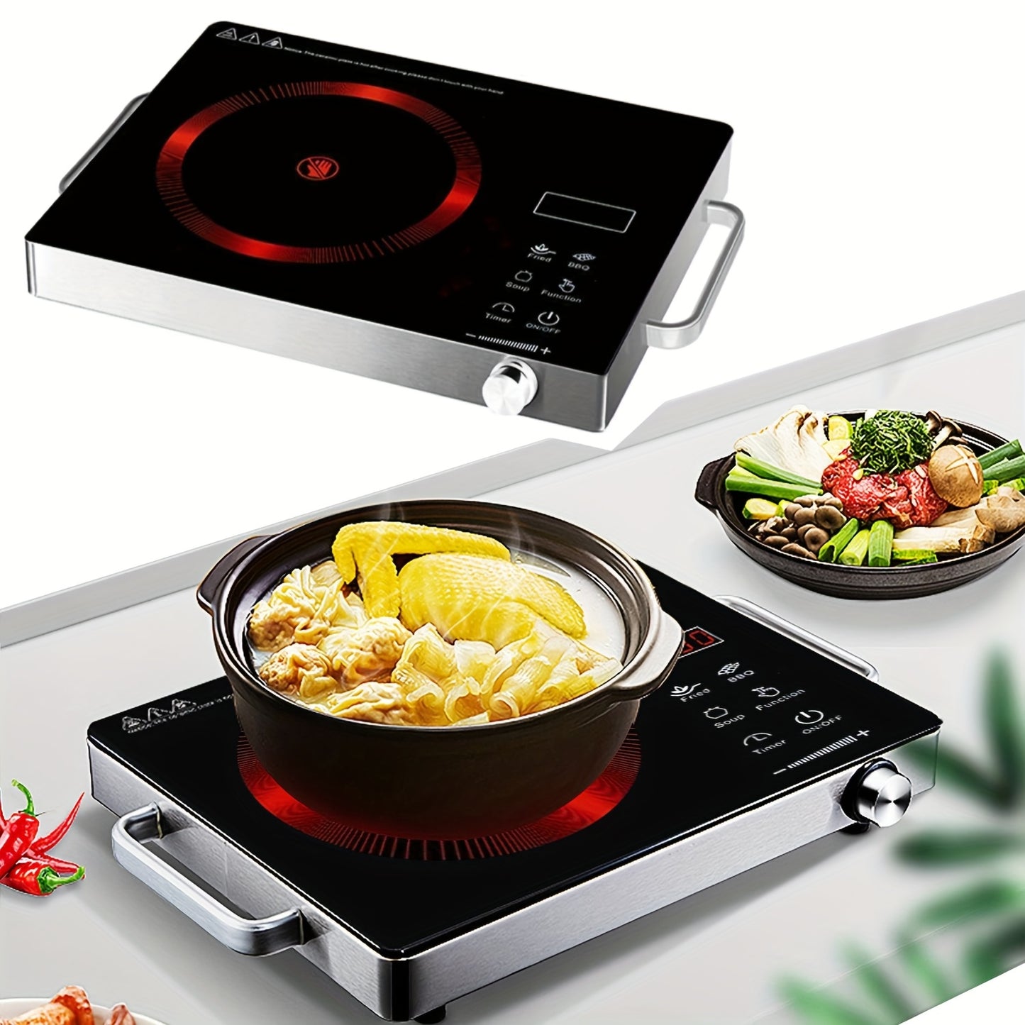 2200W Electric Ceramic Stove, Infrared Induction Cooktop Burner for Home Cooking