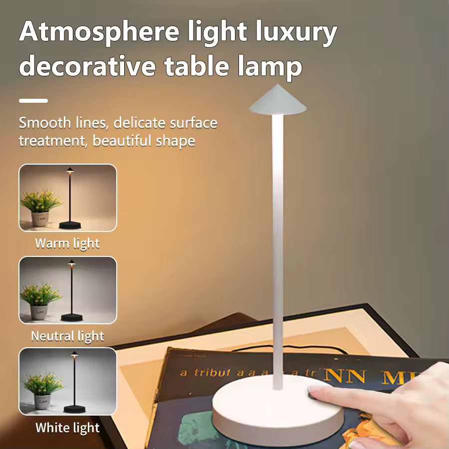 Wireless LED Table Lamp – Cordless Dimmable Touch Light for Bedroom & Living Room