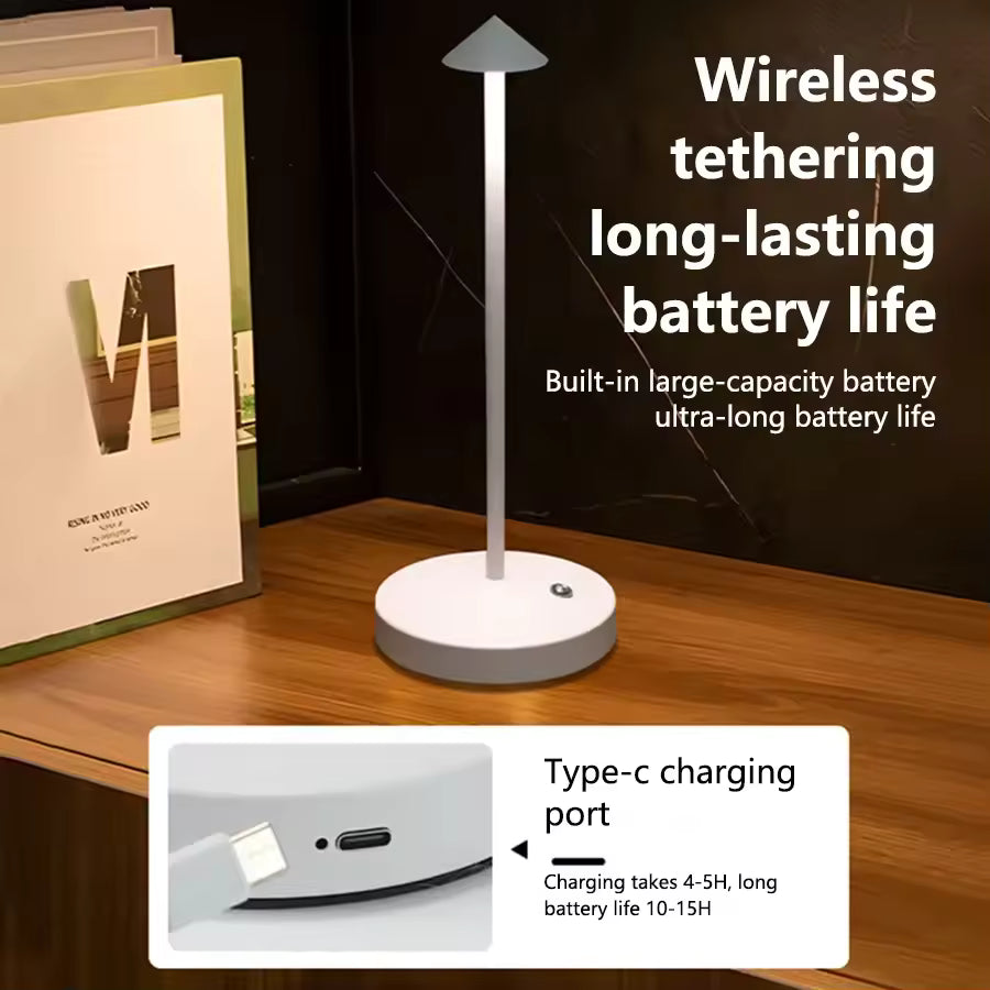 Wireless LED Table Lamp – Cordless Dimmable Touch Light for Bedroom & Living Room
