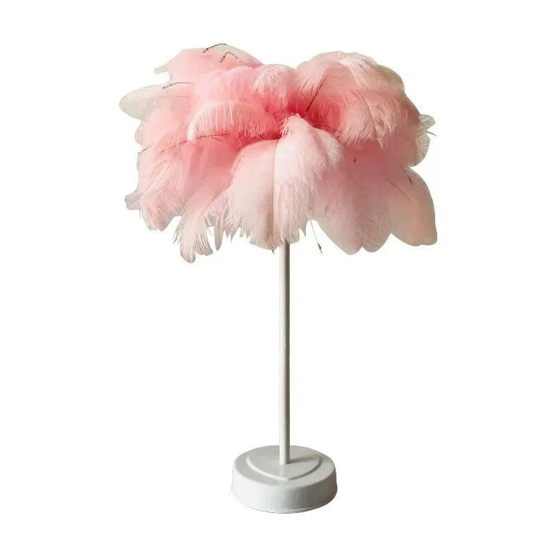 LED Feather Lamp Bedroom Night Light Decorative Table Lamp Party Birthday Gift