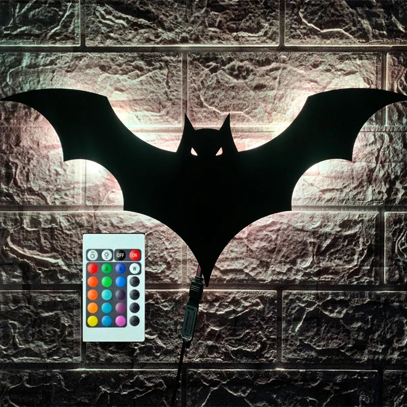 ZK50 Color Changing LED Night Light Bat Wing Wall Lamp Remote Bedside Ambient Light