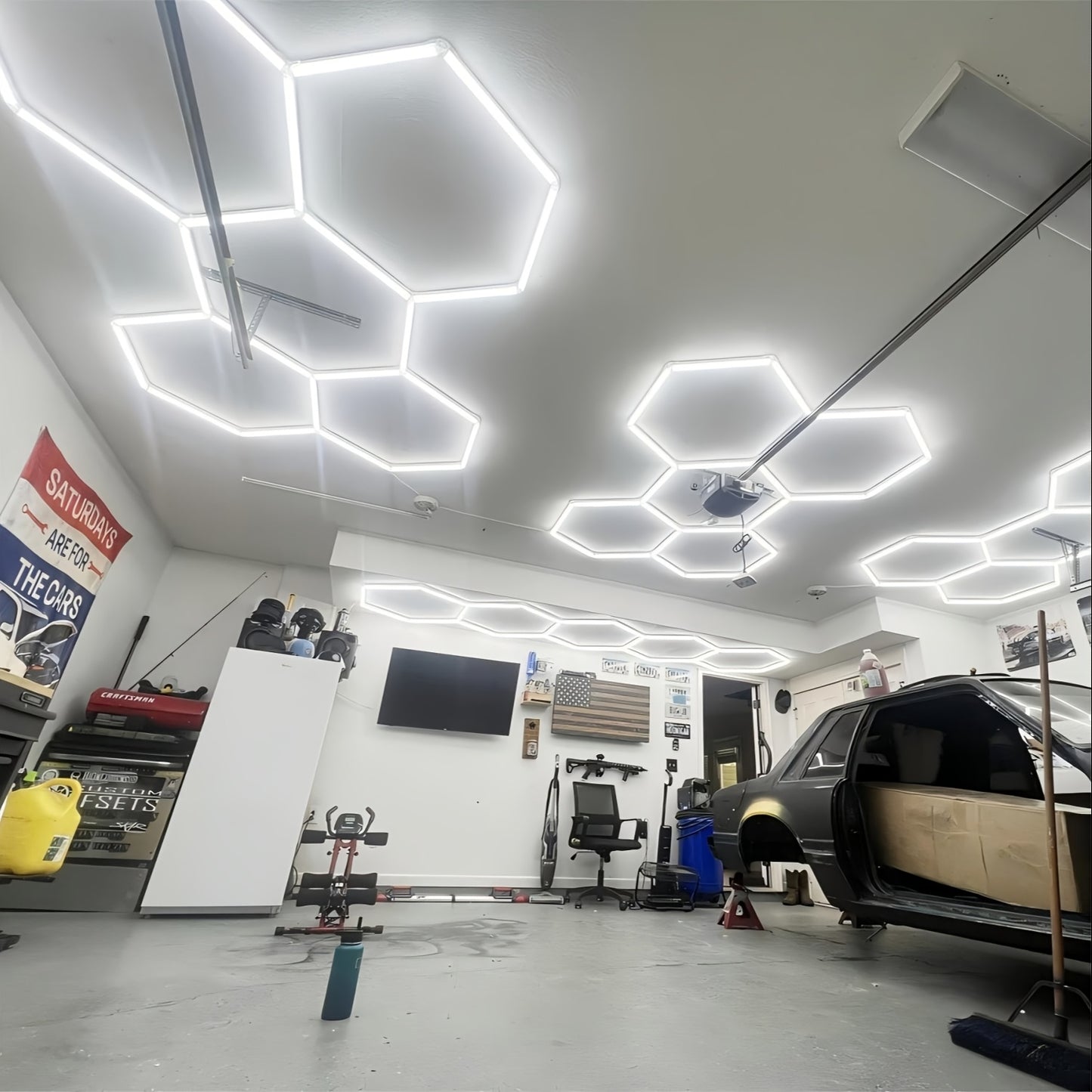 Hexagon LED Garage Lights (24 Pack) | Super Bright Ceiling Light System