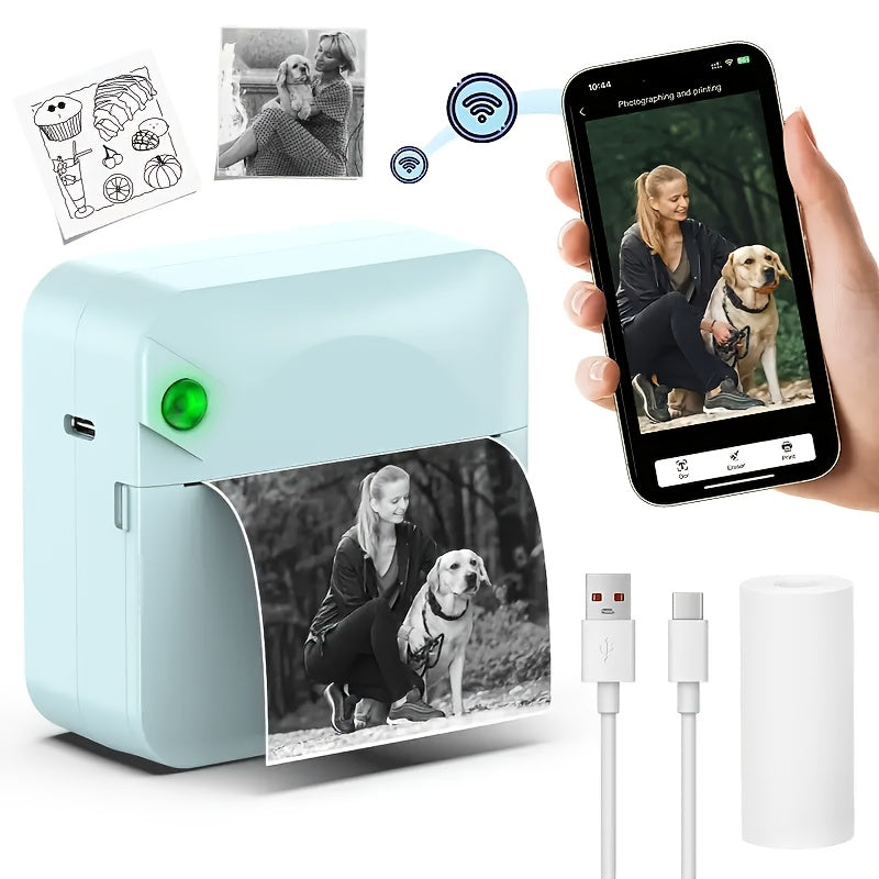 Pocket Thermal Sticker Printer – Inkless Mini Bluetooth Printer with Paper Roll