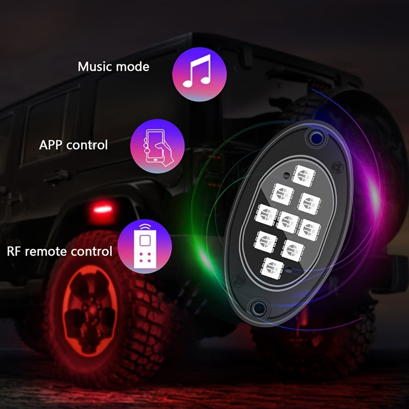 Truck Rock Lights RGB LED Kit – Dual Control Neon Underglow for Off-Road SUV/ATV