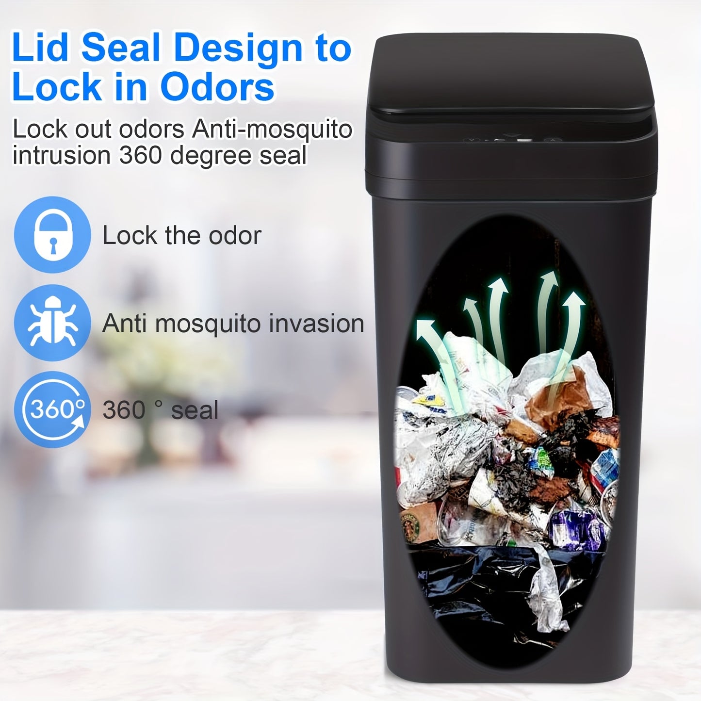 Touchless Bathroom Trash Can with Lid, 2-Pack Smart Sensor Garbage Bin, 2.8 Gal