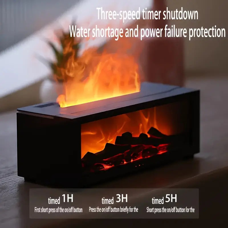 USB-Powered Fireplace Air Freshener with LED Flame Effect for Home & Office